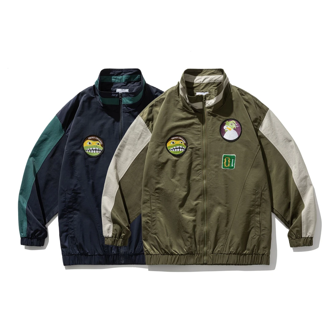 KONITIHA 春秋日系情侣刺绣贴布印花立领工装飞行服夹克潮 22J203