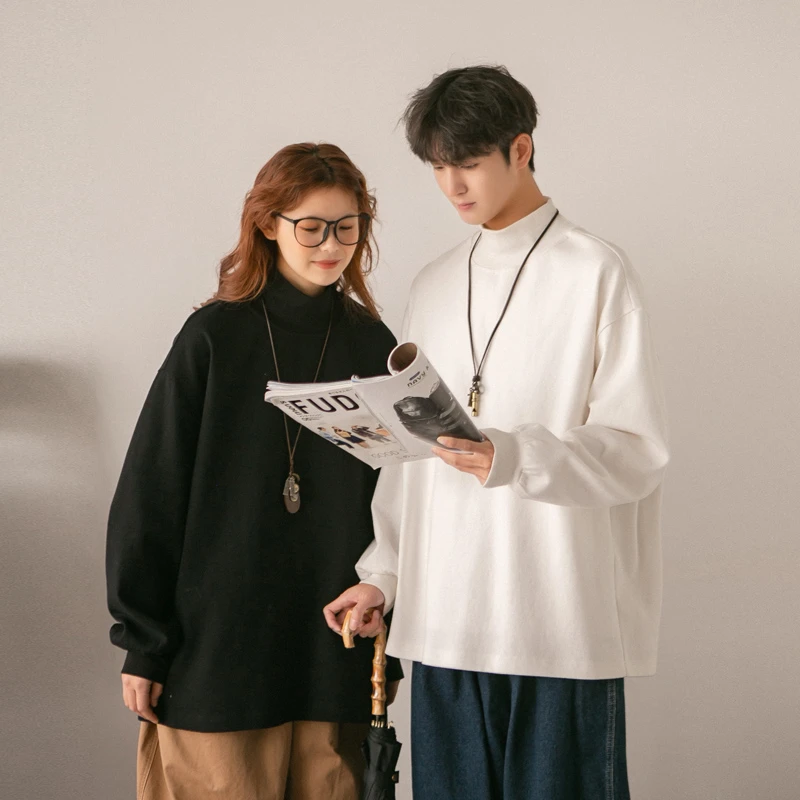 KONITIHA 450g保暖黑科技德绒加绒加厚长袖卫衣半高领打底衫DR400