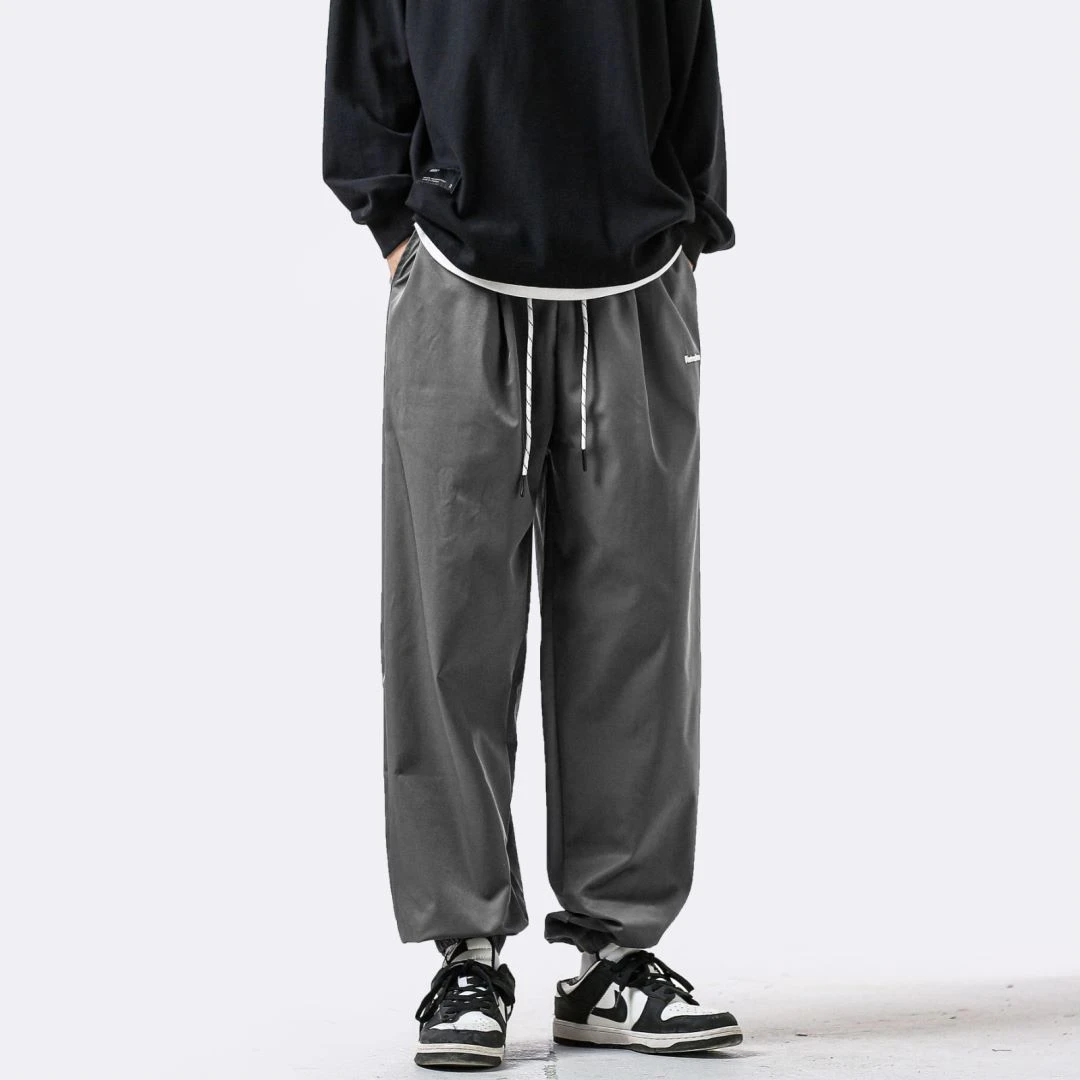 KONITIHA 春秋刺绣美式情侣阔腿直筒裤百搭松紧腰工装裤长裤 W105