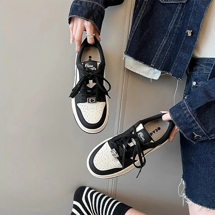 START 林允同款厚底黑白熊猫小白鞋女夏季真皮百搭运动休闲鞋新款