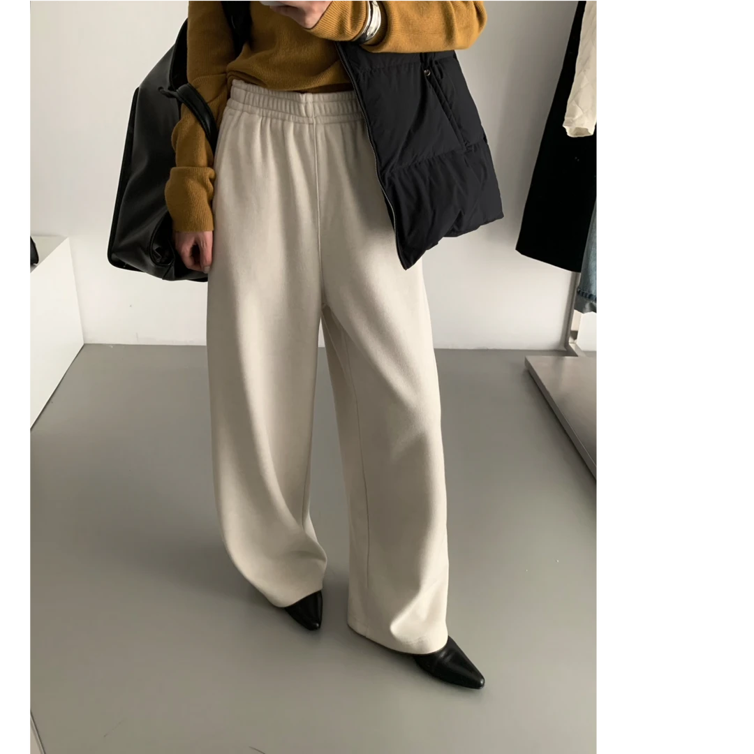 Pada.嘻&CQ【显瘦公式】简约舒适 宽松加绒休闲裤30636 Hi Fortune