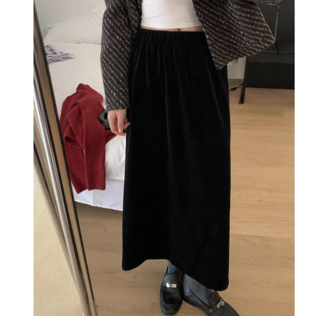 Pada&QS【定格时间】高腰显瘦丝绒半身裙 气质款 111109 Hi Fortune