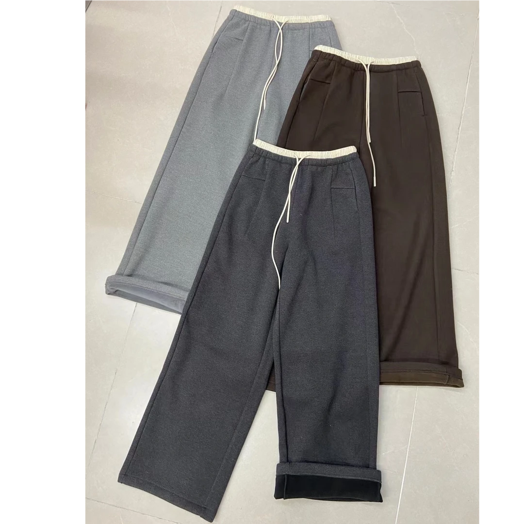 Pada.嘻&SM【撞色休闲裤】设计感松紧腰加绒休闲裤59851 Hi Fortune