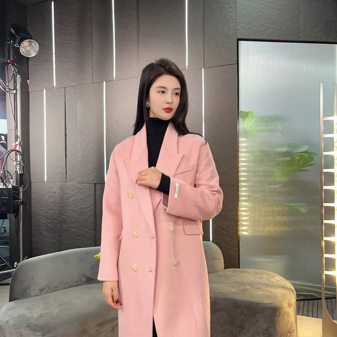 【丽爷】D002粉色羊毛大衣