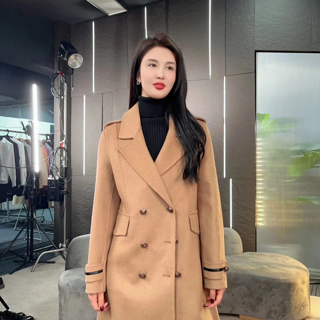 【丽爷】D008驼色毛呢外套