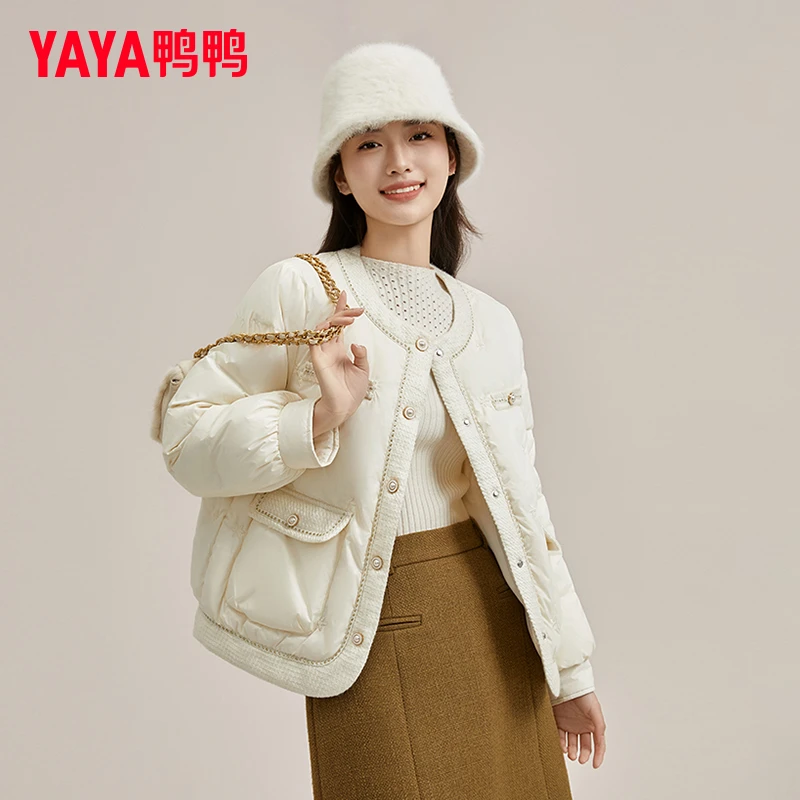 YAYA/鸭鸭短款羽绒服香风羽绒服时尚休闲轻薄保暖秋冬YE4A601545L