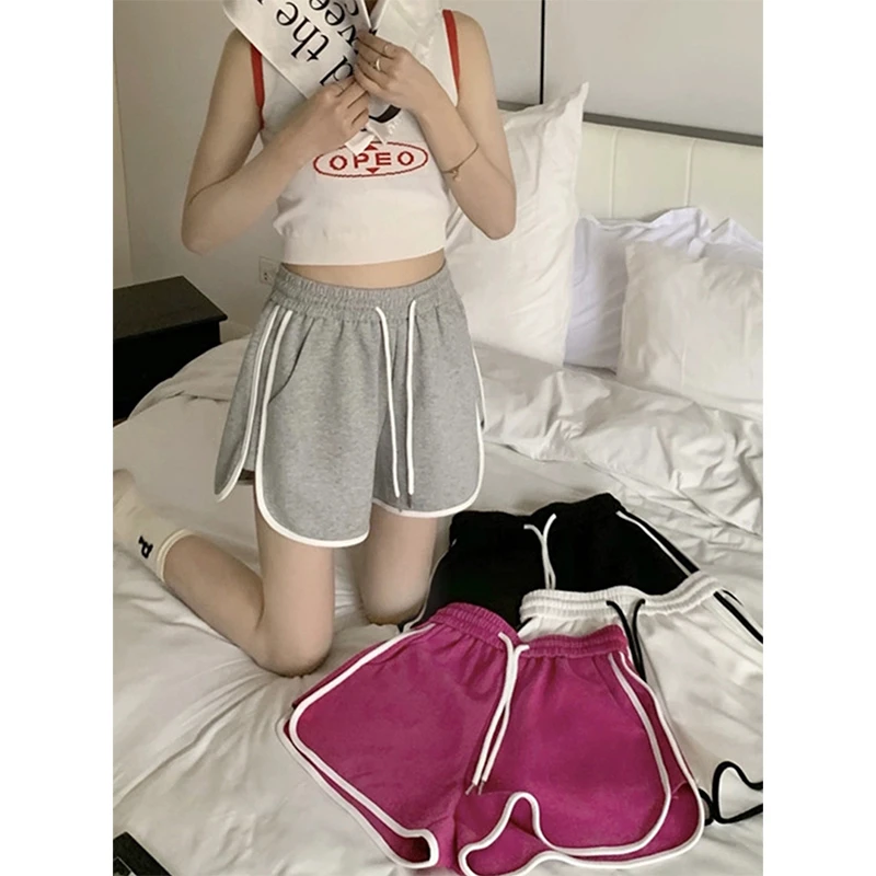 胖mm宽松大码运动短裤女装夏季2025新款高腰显瘦阔腿热裤子200斤