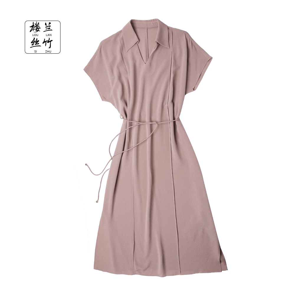 【WLL】鬼绉桑蚕丝夏季时尚气质轻奢高级女装连衣裙L6685