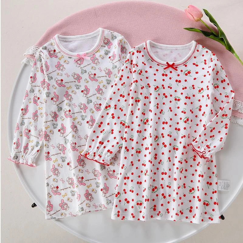 女童睡裙棉毛棉春秋儿童睡衣女孩中大童公主宝宝睡袍长袖家居服