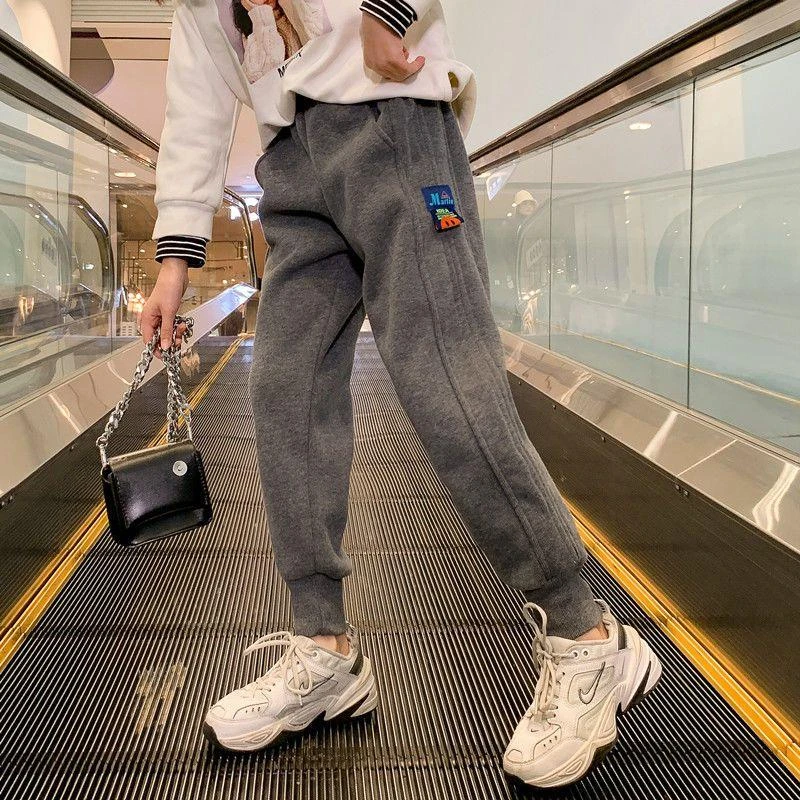 女童加绒裤子秋冬外穿2023新款洋气中大童休闲长裤儿童加厚运动裤