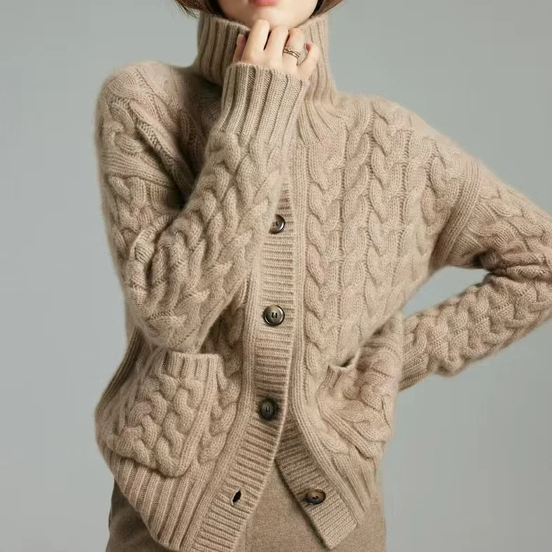 【私享纯羊绒系列】高精系列！法G单大麻花加厚外套CYR240043