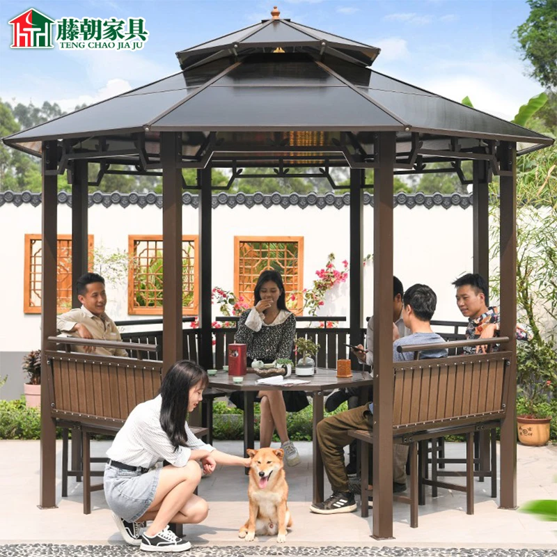 【藤朝品牌】别墅庭院户外凉亭花园景区露台遮阳棚中式休闲八角亭