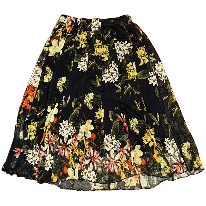 烟雨丝韵N3002百搭黑色网眼半身裙休闲半身裙夏季时尚潮流女装裙