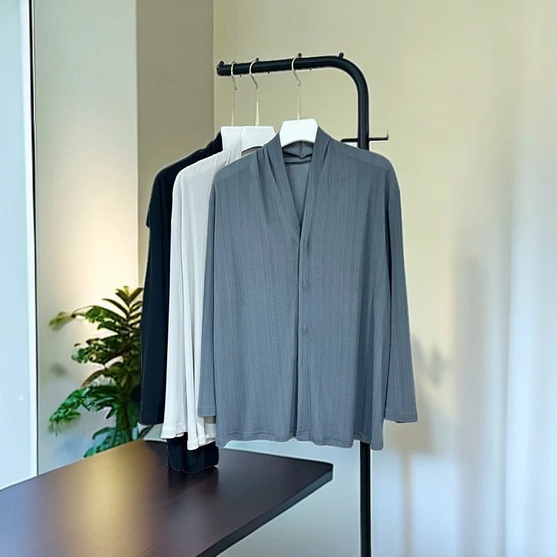 烟雨丝韵A934异形螺纹针织休闲纯色透气夏季春夏装开衫经典中长款