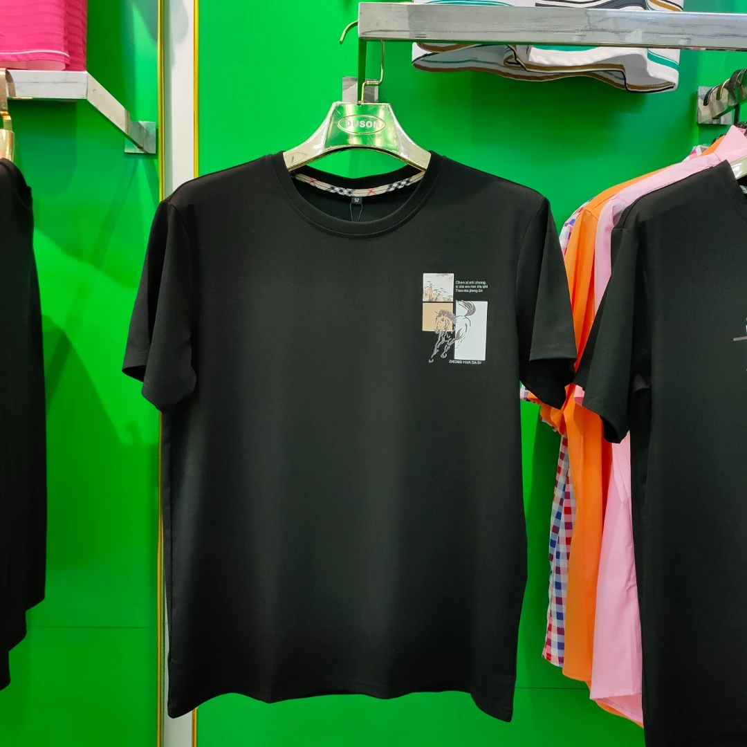 黑色百搭男款潮流夏季休闲短袖T恤印花