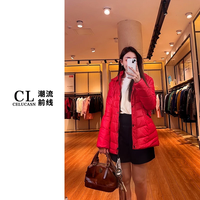 Y4WBY2234#红色2024冬季新款女中长棉服上衣