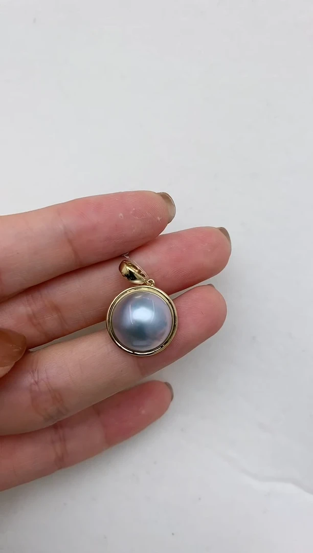 【闪购商品】拼合珍珠(马贝珠)吊坠18K金镶嵌108 13-14mm