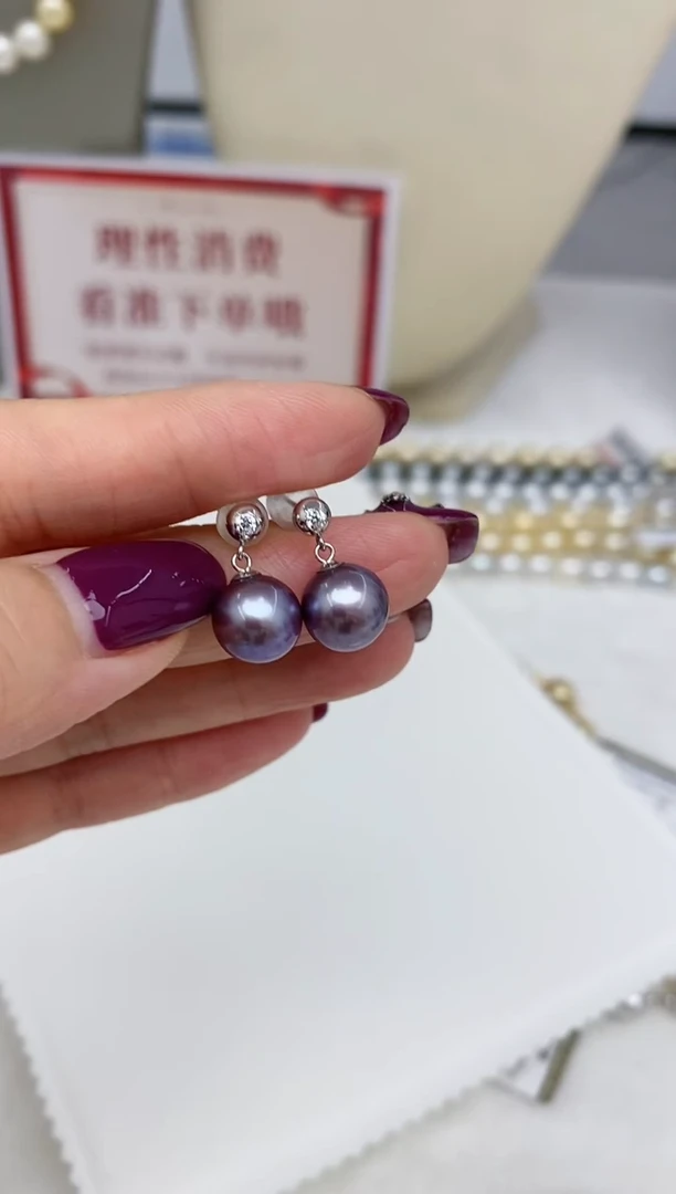 【闪购商品】淡水珍珠耳饰18K金镶嵌35    9-10mm