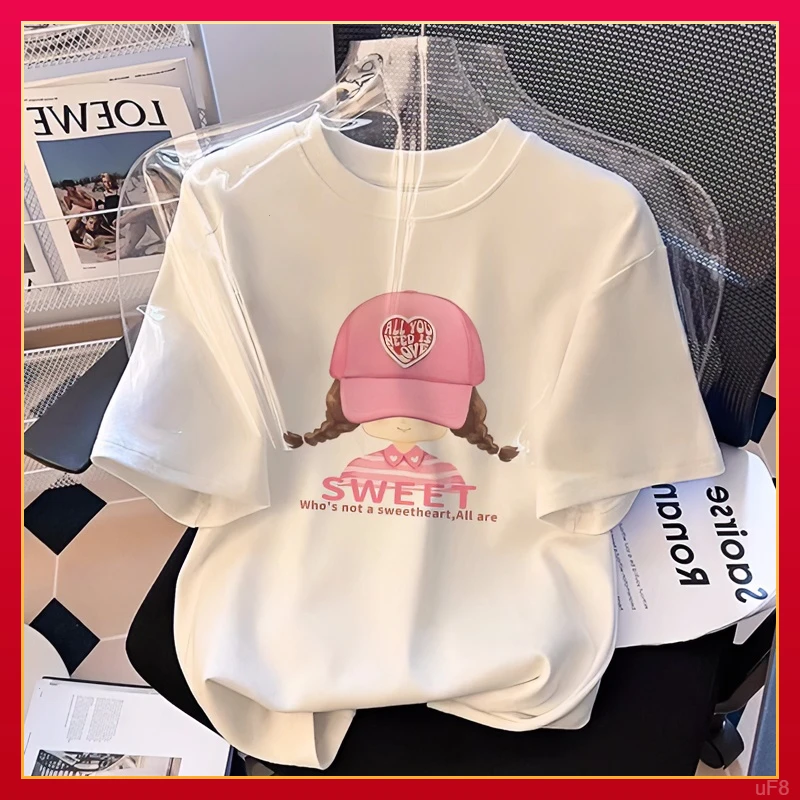 白色儿童短袖t恤纯棉中大小童女童夏季半袖童装宽松上衣洋气百搭