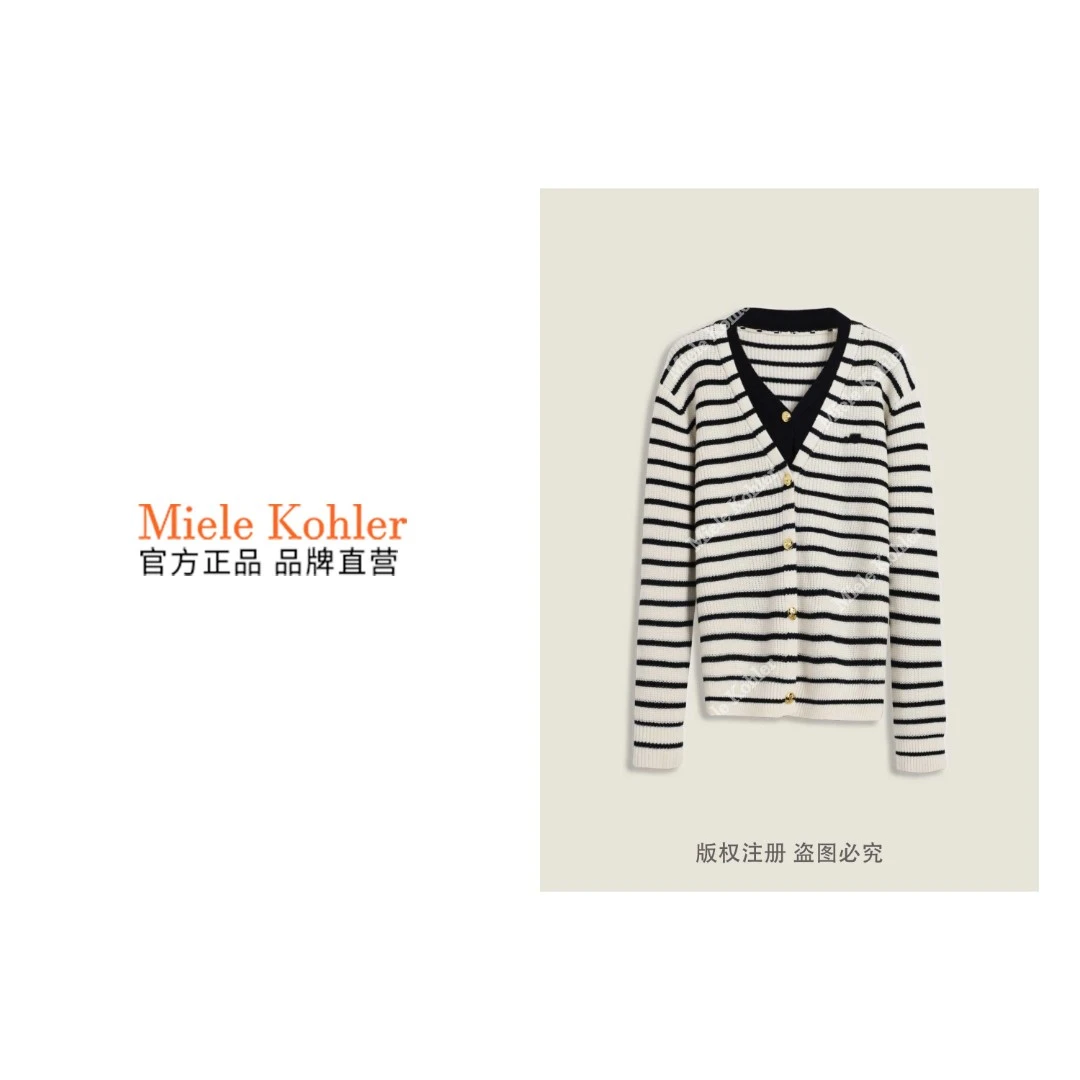 秋冬新款撞色条纹时尚圆领长袖针织上衣MKKQ38162【澳门小源同款】