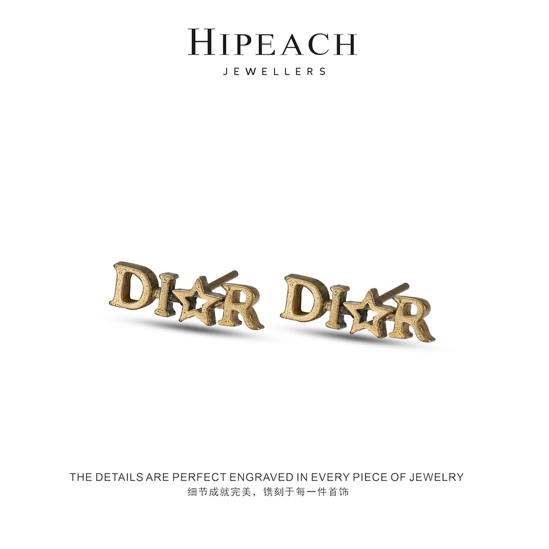 铜合金耳饰 ♠字母五角星♠气质轻奢百搭简约珠珠耳钉HTDG0023