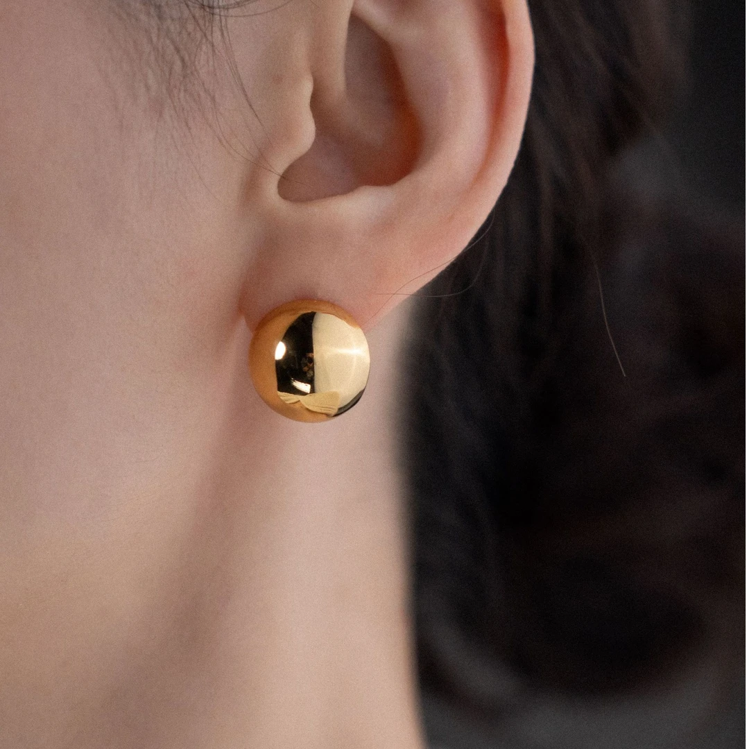 925银耳饰 【山巾子·浮光】奇域系列纯银光面耳拍金银双色可选324