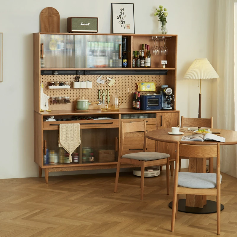 粮仓餐边柜洞洞板日式实木柜靠墙置物柜北欧家用茶水柜储物柜