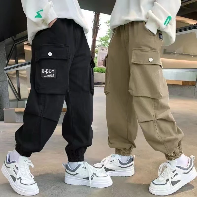 男童工装裤春秋装2023新款儿童裤子男孩宽松休闲裤中大童洋气裤子