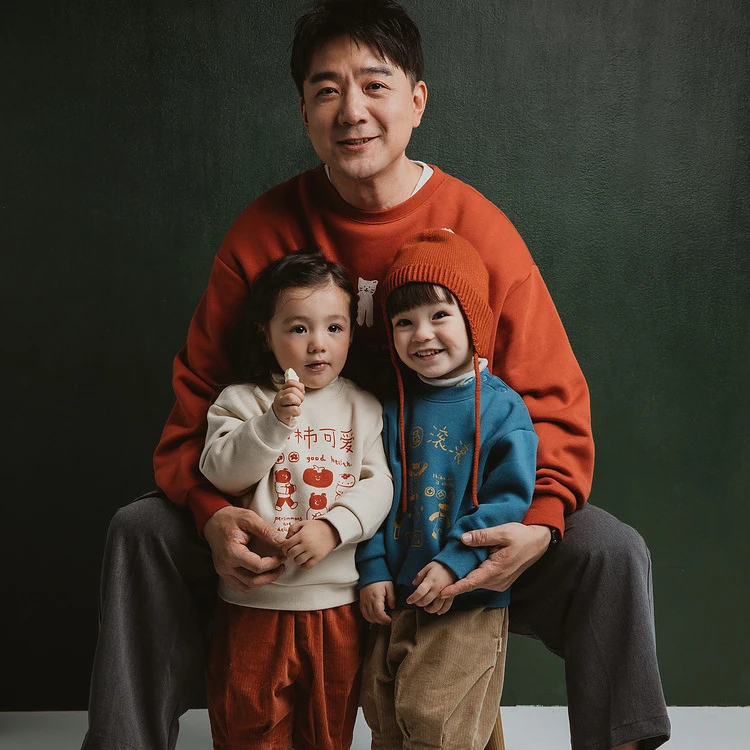 2023春节新年系列中国风亲子装卡通套头儿童卫衣加绒男女童装外套