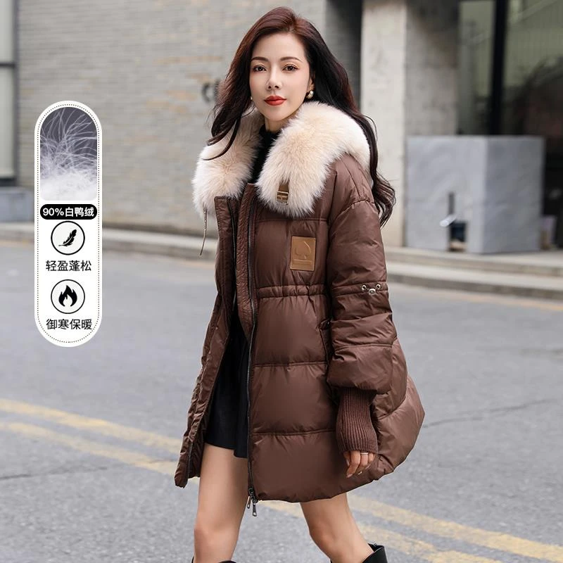 大狐狸毛领羽绒服女冬季2025年新款时尚加厚小个子白鸭绒外套