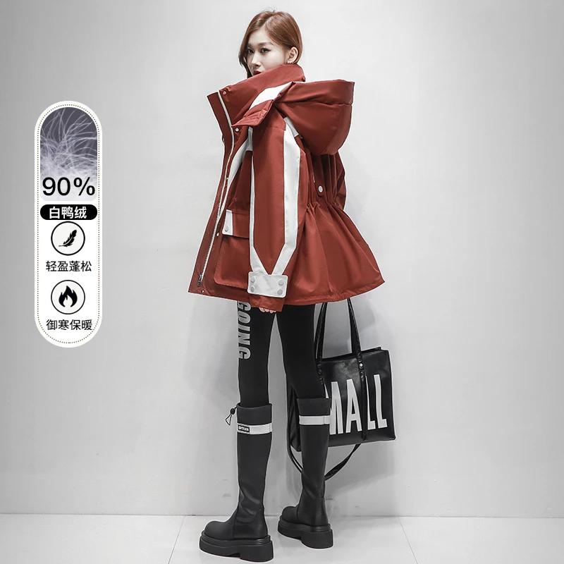 短款派克羽绒服女小个子冬季2025年新款加厚白鸭绒撞色冲锋衣外套