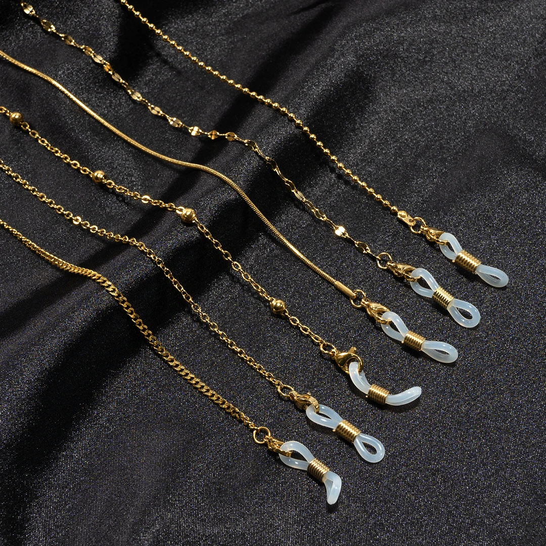 手工钛钢眼镜链口罩挂绳口罩链耳机链不锈钢真金电镀不褪色挂脖