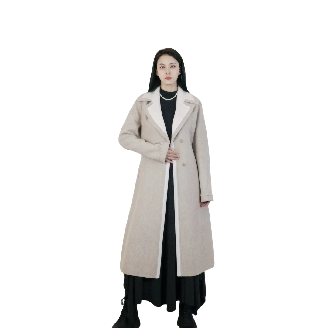 【相相精选】高端撞色时尚设计气质百搭女士设计师秋冬长款羊毛大衣