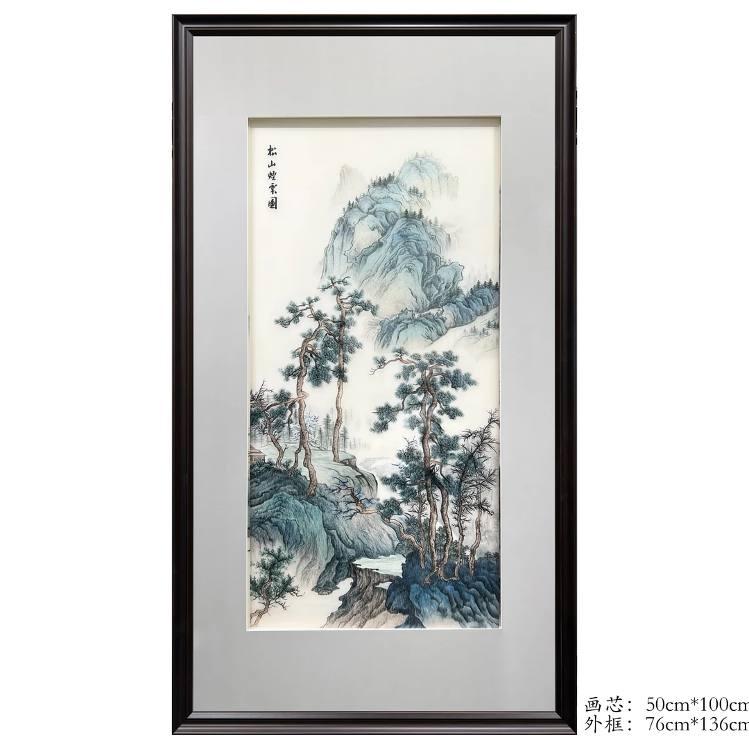 纯手工刺绣苏绣挂画山水玄关转角走廊装饰画挂画
