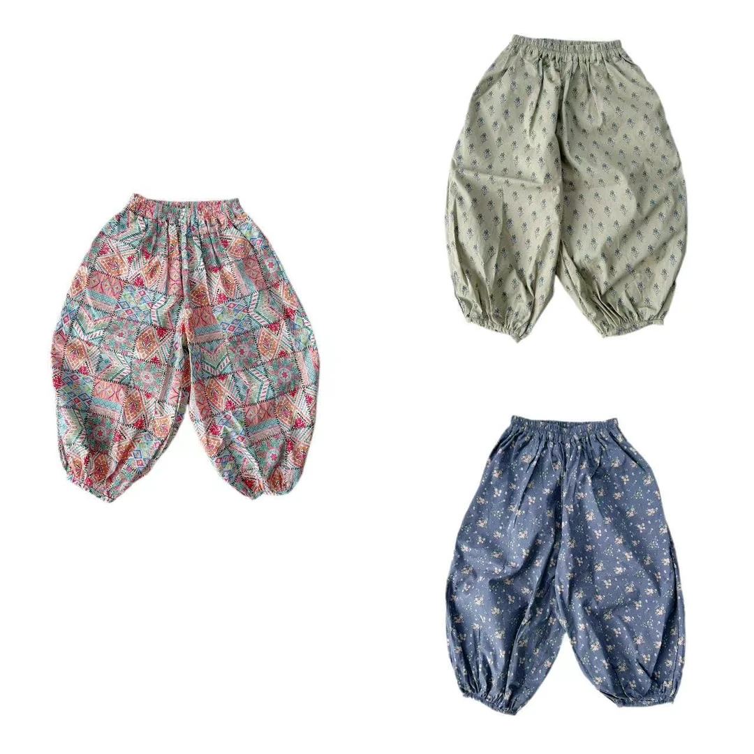 2024夏季儿童碎花宽松舒适长裤花花防蚊裤  2023