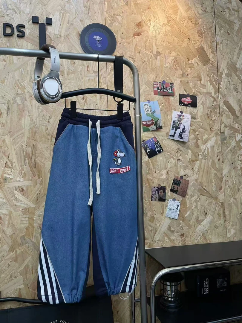 「LIUYI」2024秋冬男女童学院风狗子织带可抽绳调节运动卫裤  2239