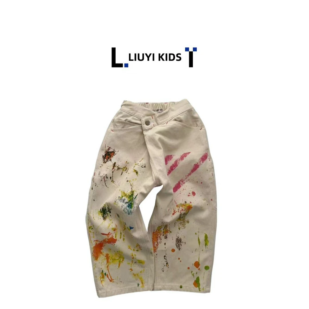 「LIUYI」儿童油漆工彩绘牛仔裤  1893