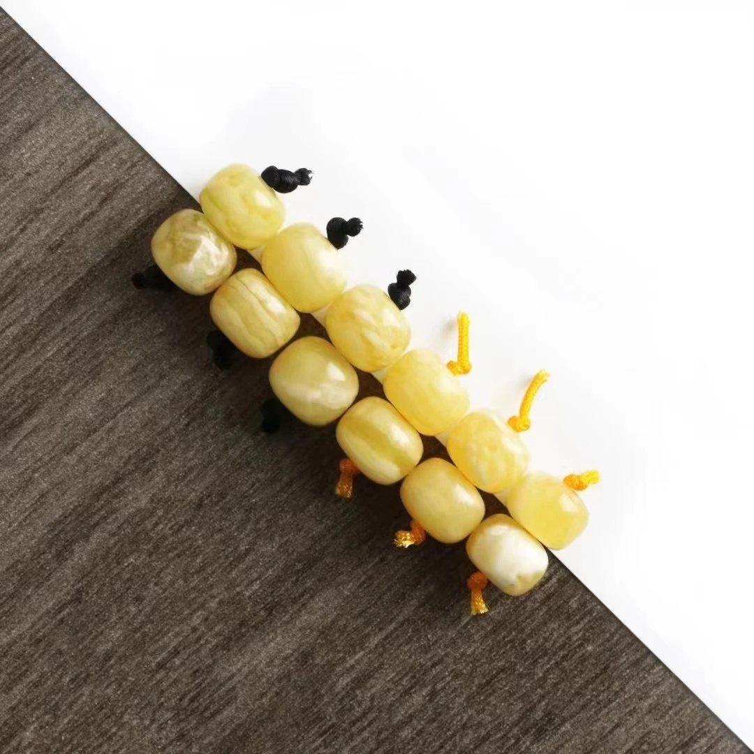 瑾绣瑞盈【大鹅白花蜜蜡对珠 】文玩配饰