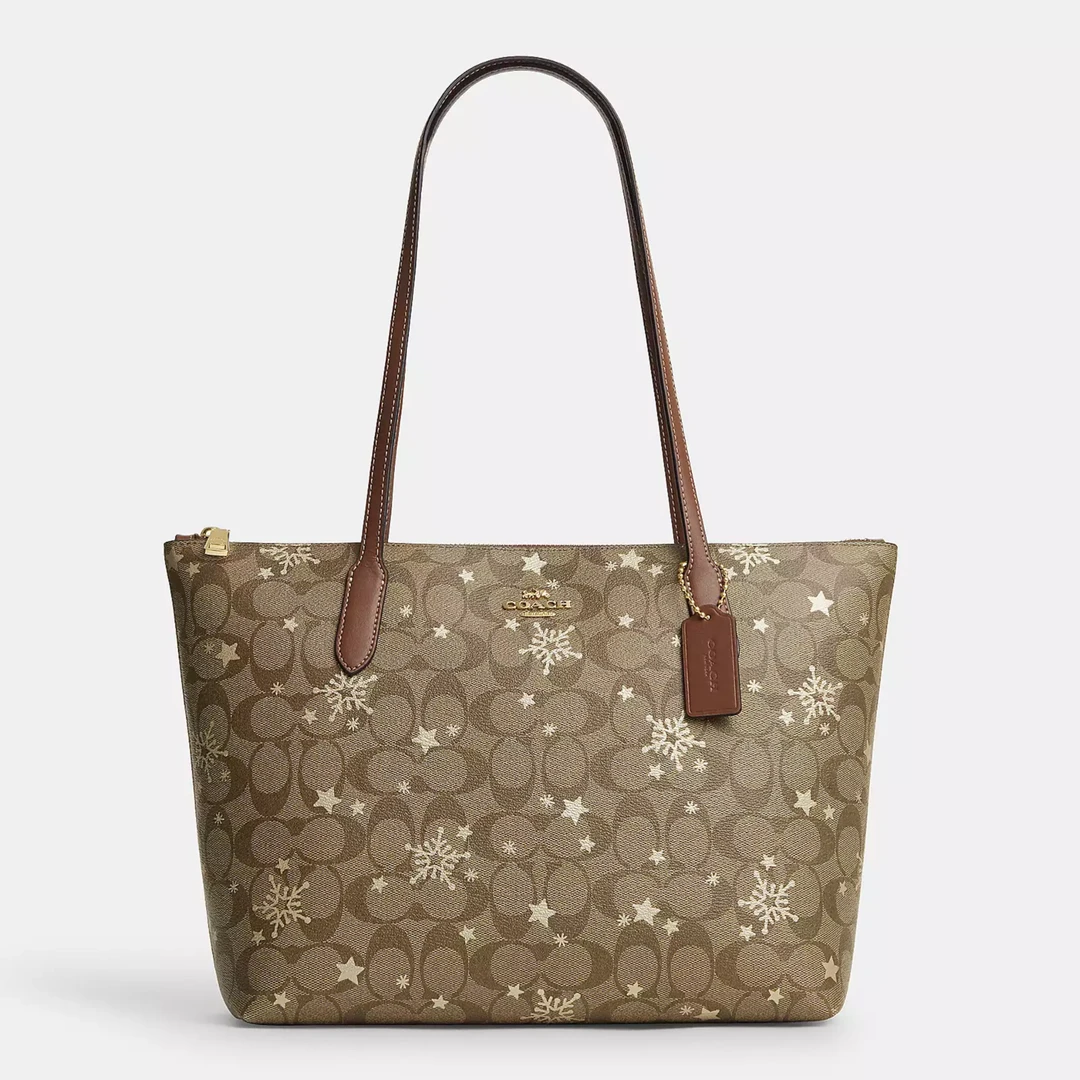 COACH/蔻驰 女士新款小雪花限定拉链托特单肩包c01290美国直邮