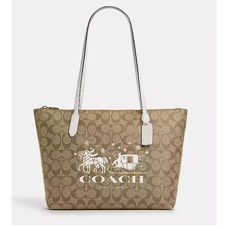 COACH/蔻驰女士新款马车限定拉链托特单肩包c01306美国直邮