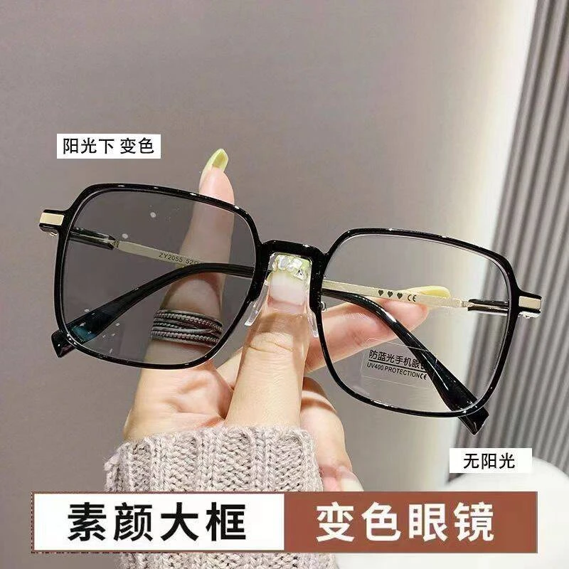 新款半框防蓝光眼镜男韩版复古商务近视眼镜框潮流时尚平光眼镜女