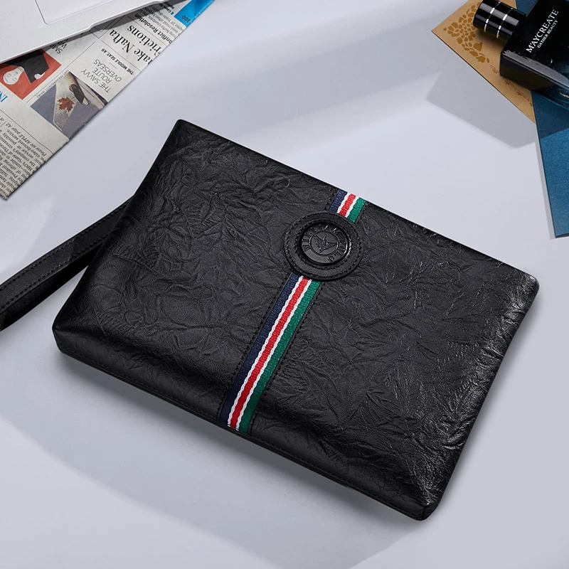 英皇保罗男士真皮手拿包大容量信封包牛皮手机包