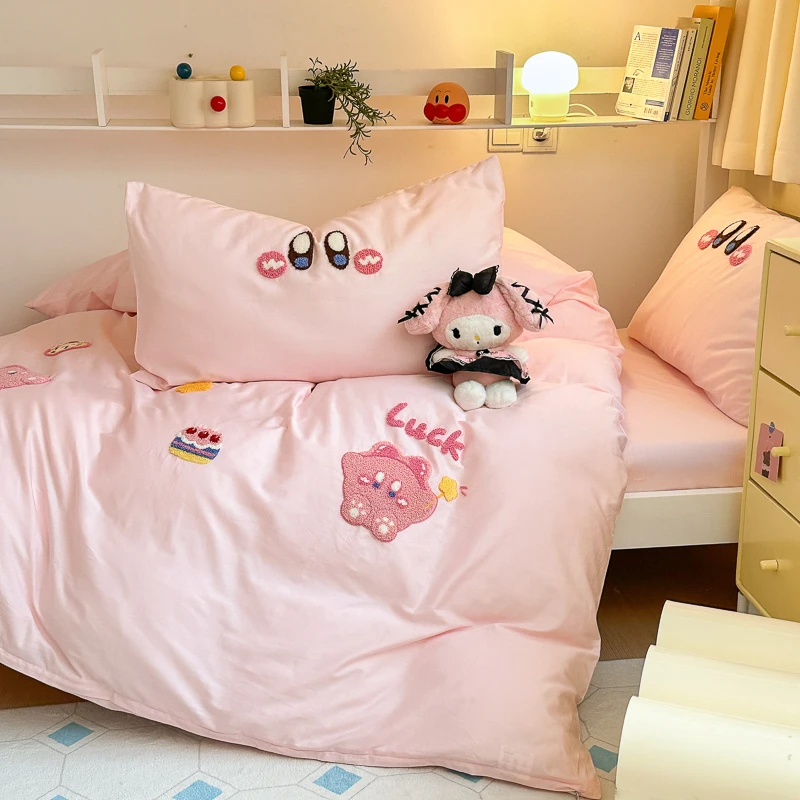 【JuJuuu】粉嘟嘟 设计师新品 简约卡通宿舍三件套全棉床上四件套