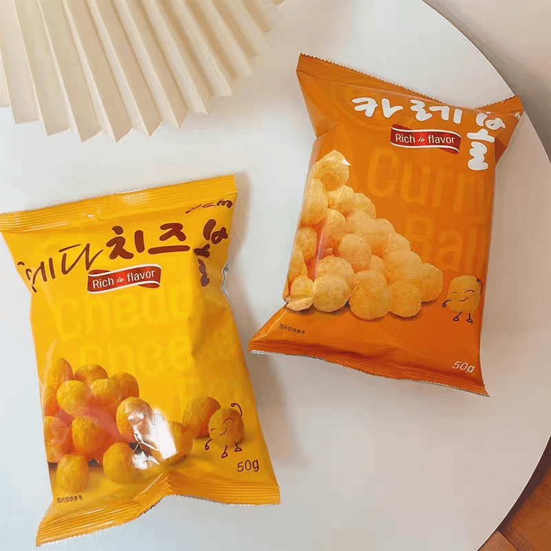 韩国进口YEM芝士膨化球50g咖喱味/干酪味玉米球膨化韩剧网红款