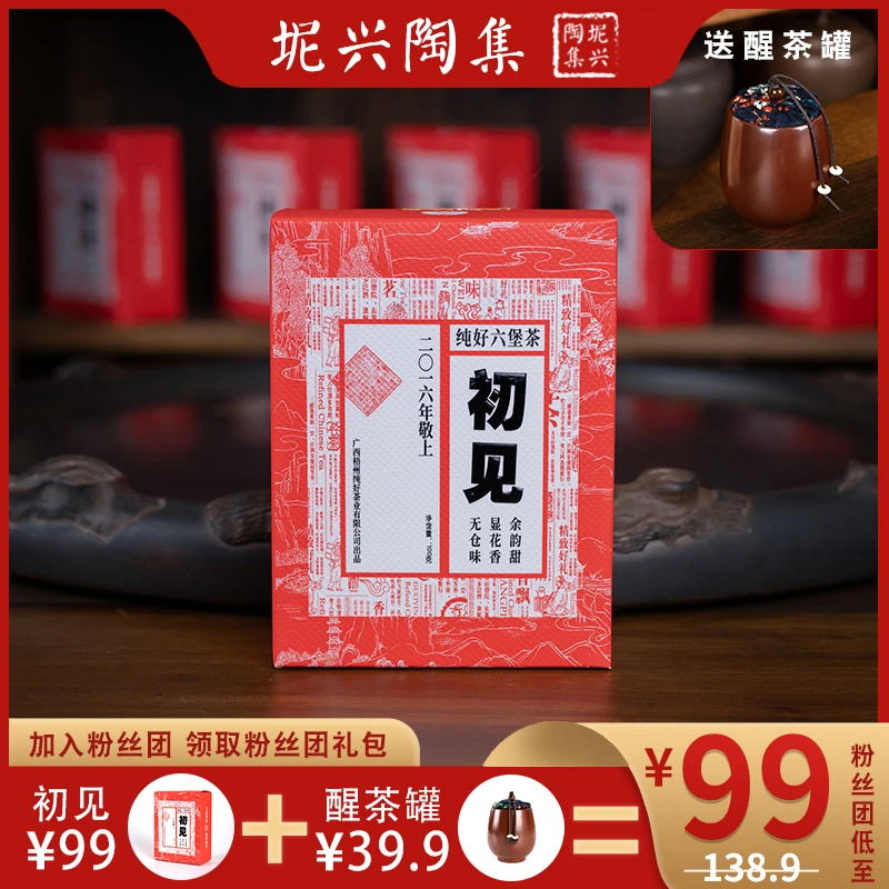 坭兴陶集茗茶纯好初见六堡茶显花香余韵甜无仓味小袋品鉴装经典