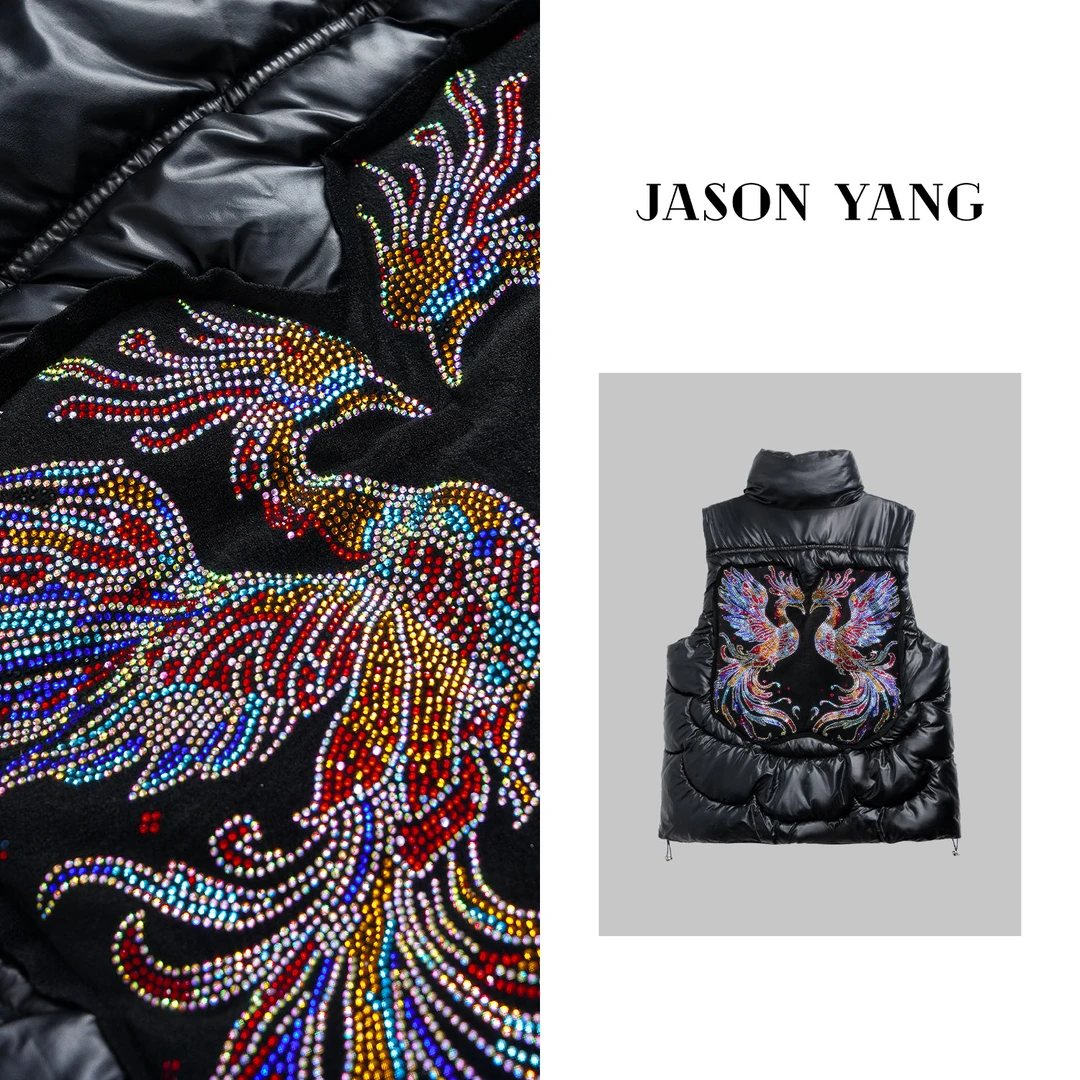 丽丽家 秋冬新款凤求凰彩钻时尚百搭马甲