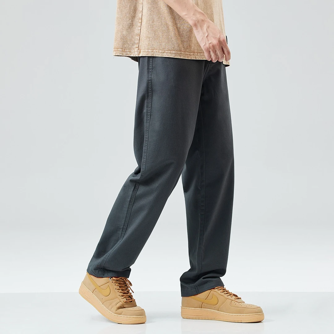 范希巴迪 直筒休闲裤男士薄款棉高街潮牌宽松阔腿工装男款长裤