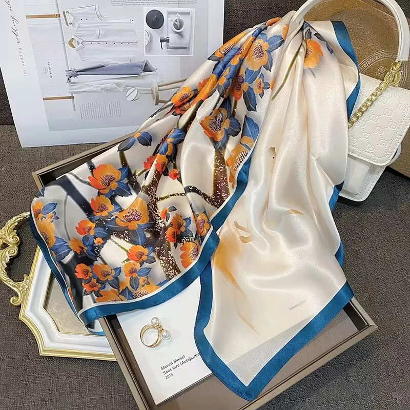 春秋薄款围巾70小方巾女气质百搭衬衫丝巾洋气时尚优雅职业小领巾