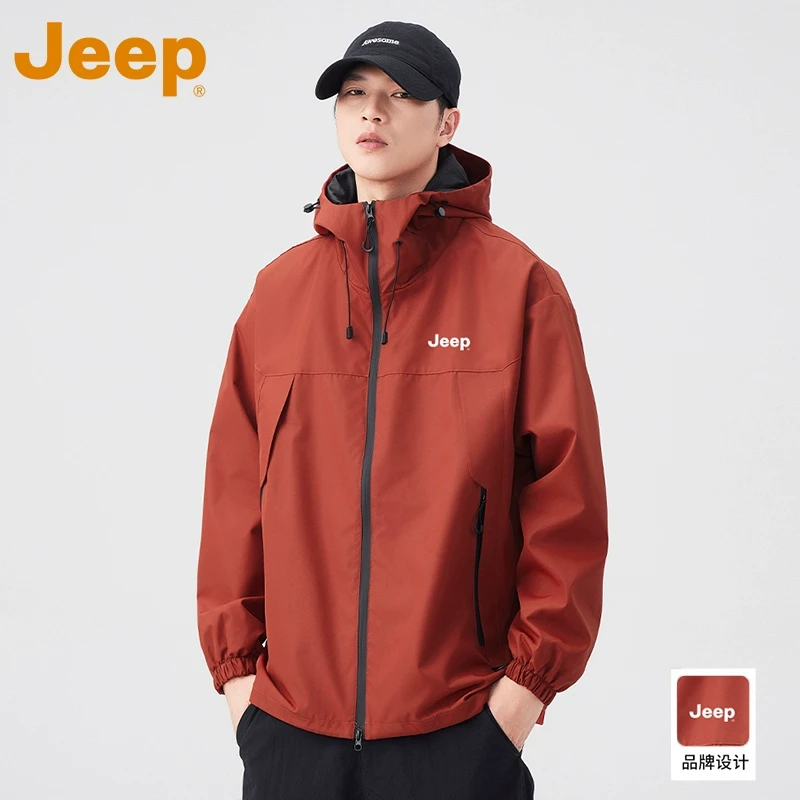 Jeep吉普美式外套男款秋冬新款连帽户外衣服休闲夹克男装上衣男士