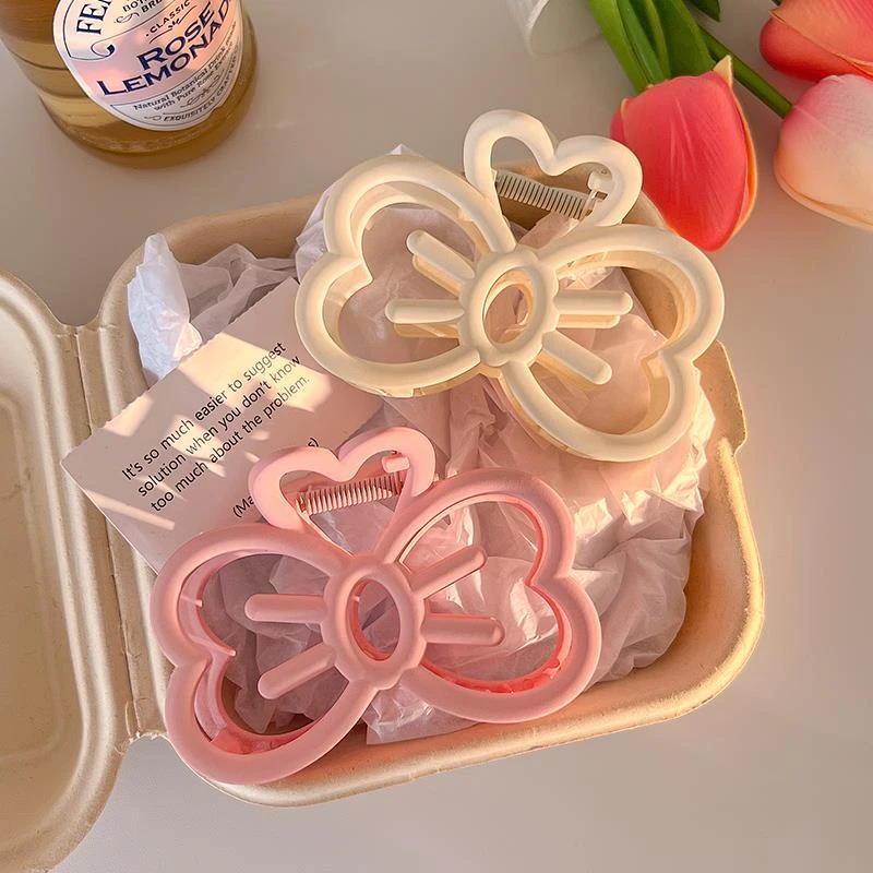 甜美可爱蝴蝶结发夹女后脑勺盘发抓夹发量多鲨鱼夹ins风发卡头饰